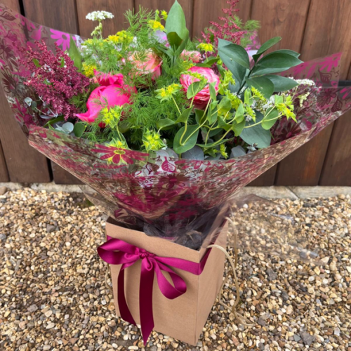 Beautiful gift wrapped bouquet